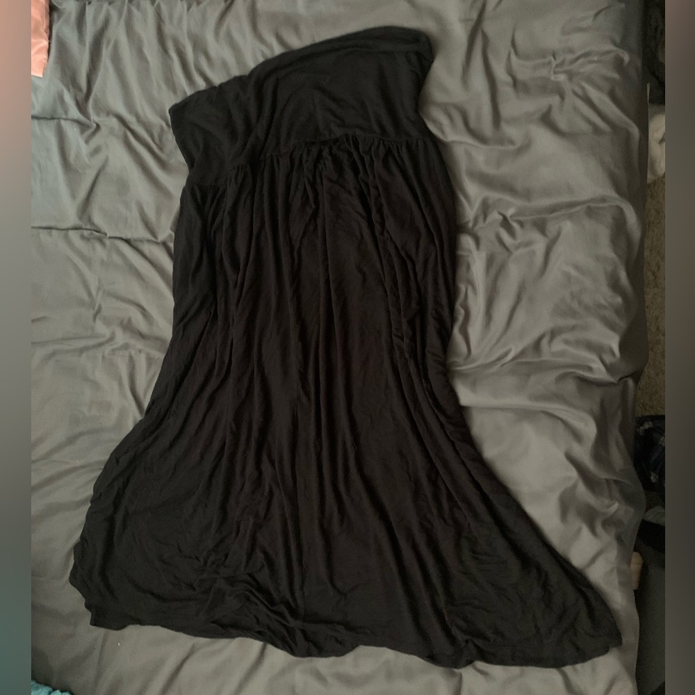 Plus Size soft black maxi skirt